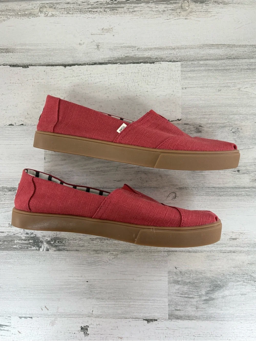 Toms Men’s Size 11 Red Heritage Canvas Espadrille Slip On Shoes